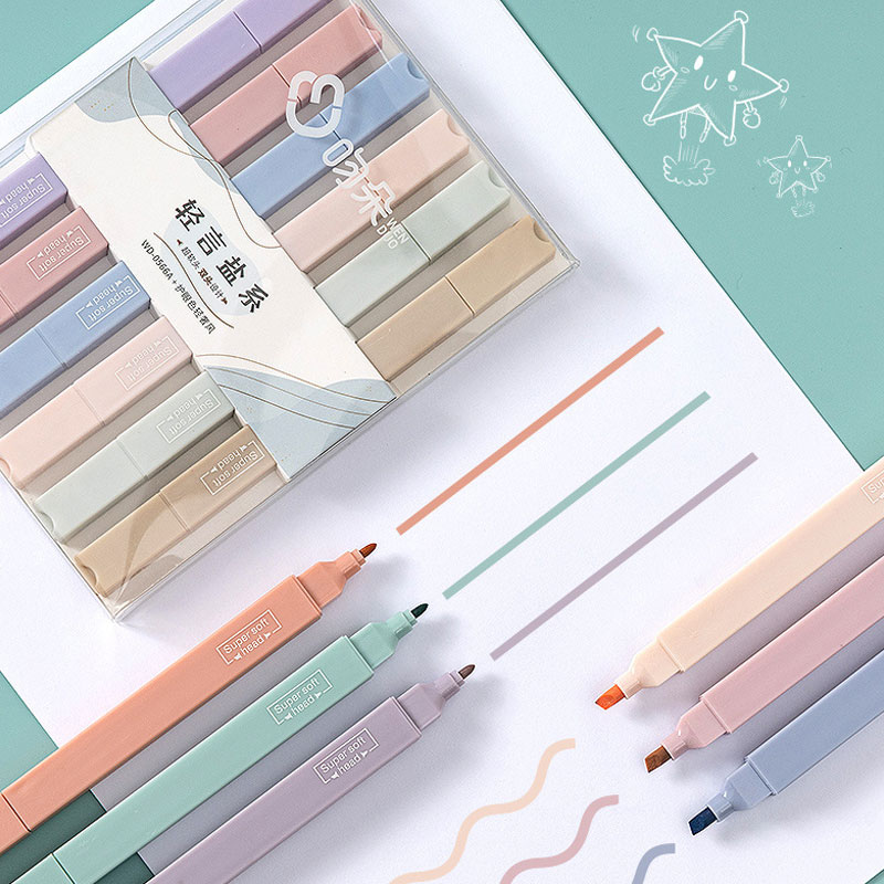 6 PCS Double Side Highlighter  - Pastel Highlighter Set Double Ended 评论和价格